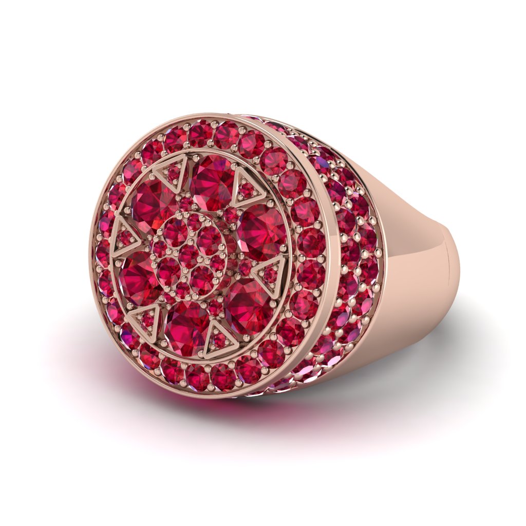4.1ct Ruby Men's Cluster Pinky Ring - August No. 11
