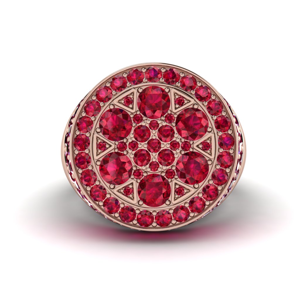 4.1ct Ruby Men's Cluster Pinky Ring - August No. 11