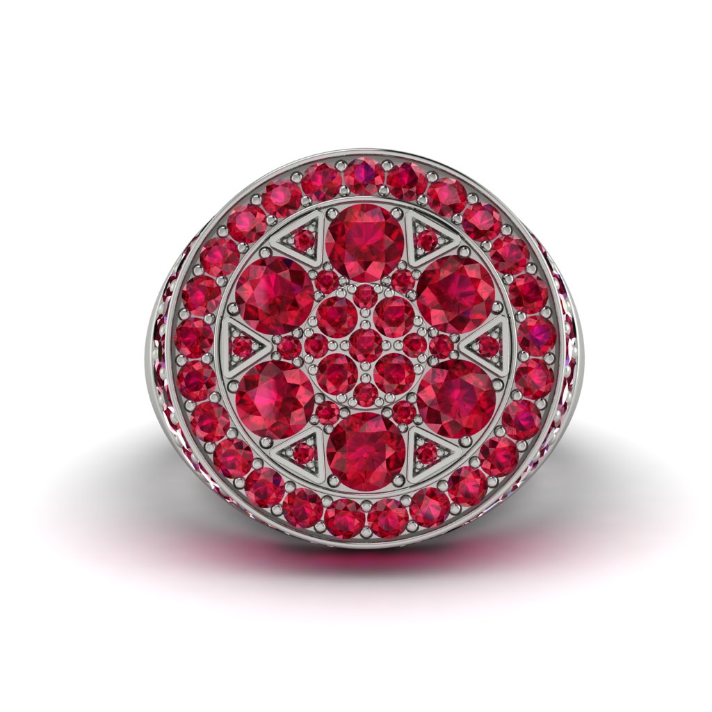 4.1ct Ruby Men's Cluster Pinky Ring - August No. 12