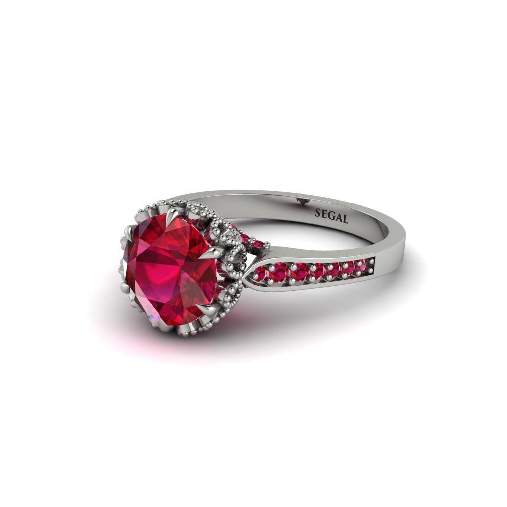 Ruby Milgrain Engagement Ring - Yara No. 57