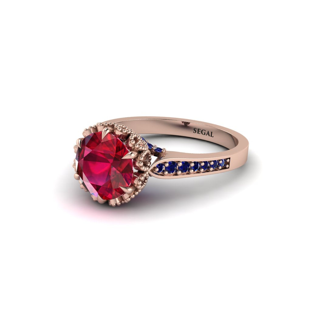 Ruby Milgrain Engagement Ring - Yara No. 71