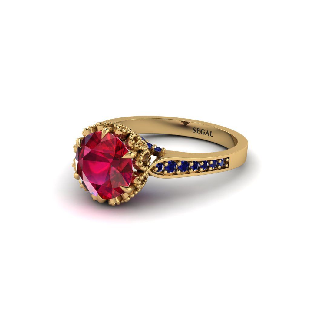 Ruby Milgrain Engagement Ring - Yara No. 70