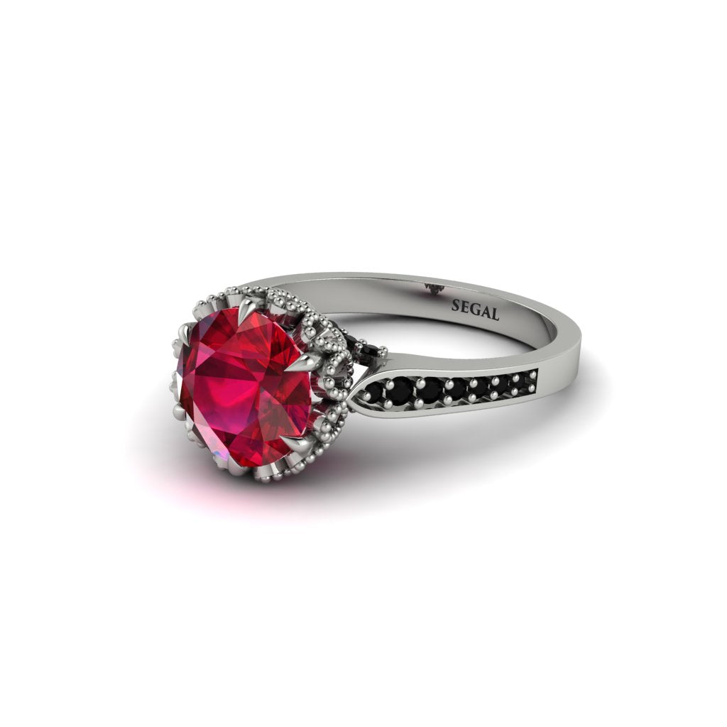 Ruby Milgrain Engagement Ring - Yara No. 42