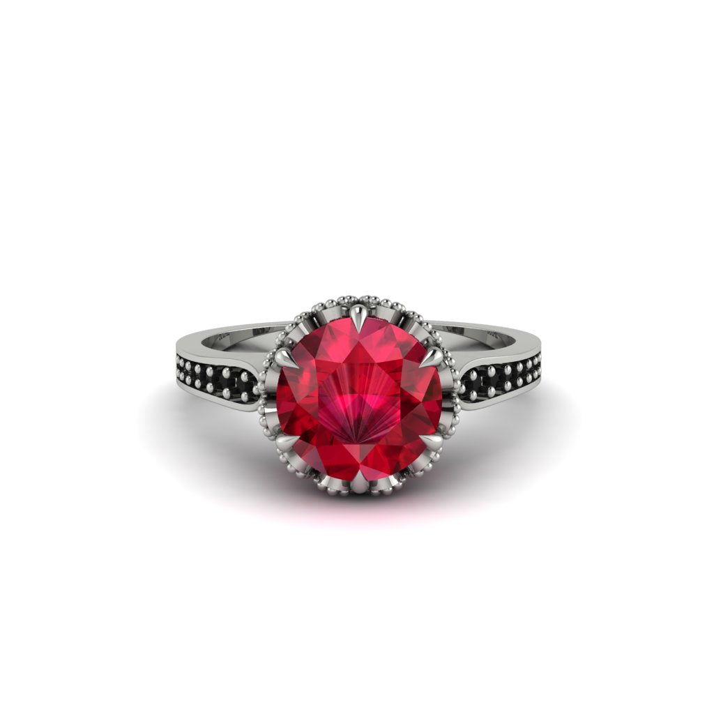 Ruby Milgrain Engagement Ring - Yara No. 42