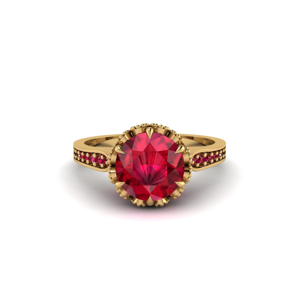 Ruby Milgrain Engagement Ring - Yara No. 55