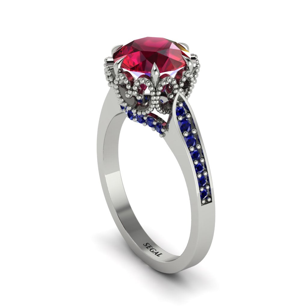 Ruby Milgrain Engagement Ring - Yara No. 72