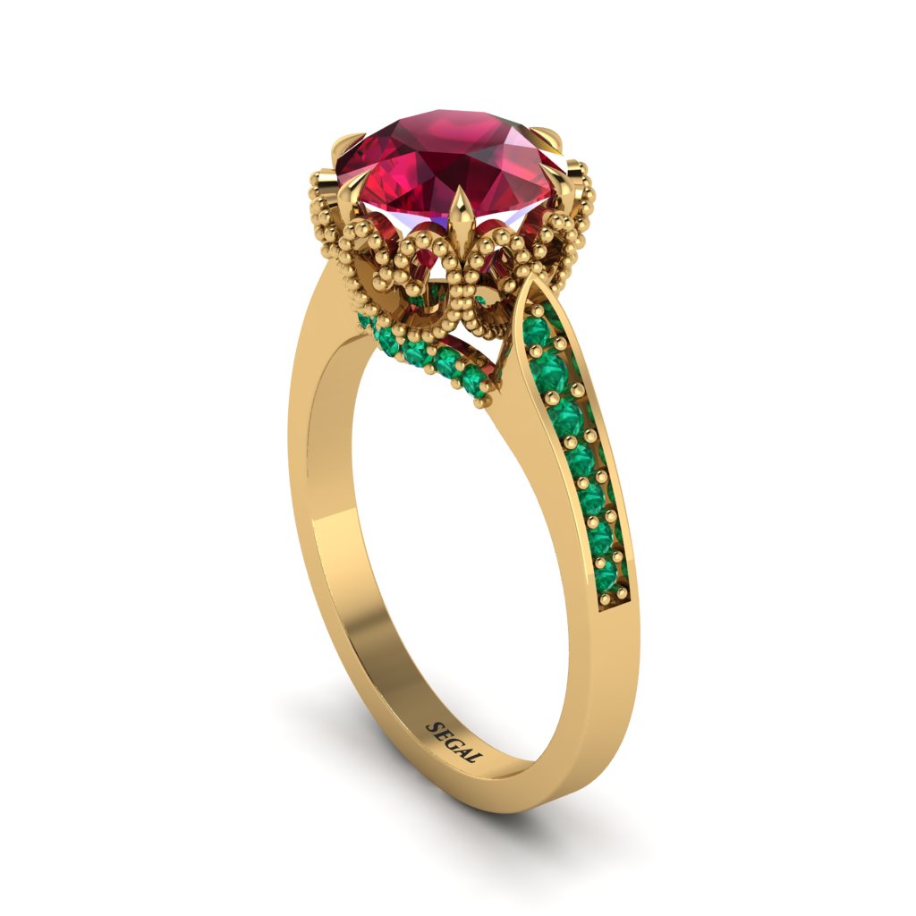 Ruby Milgrain Engagement Ring - Yara No. 25