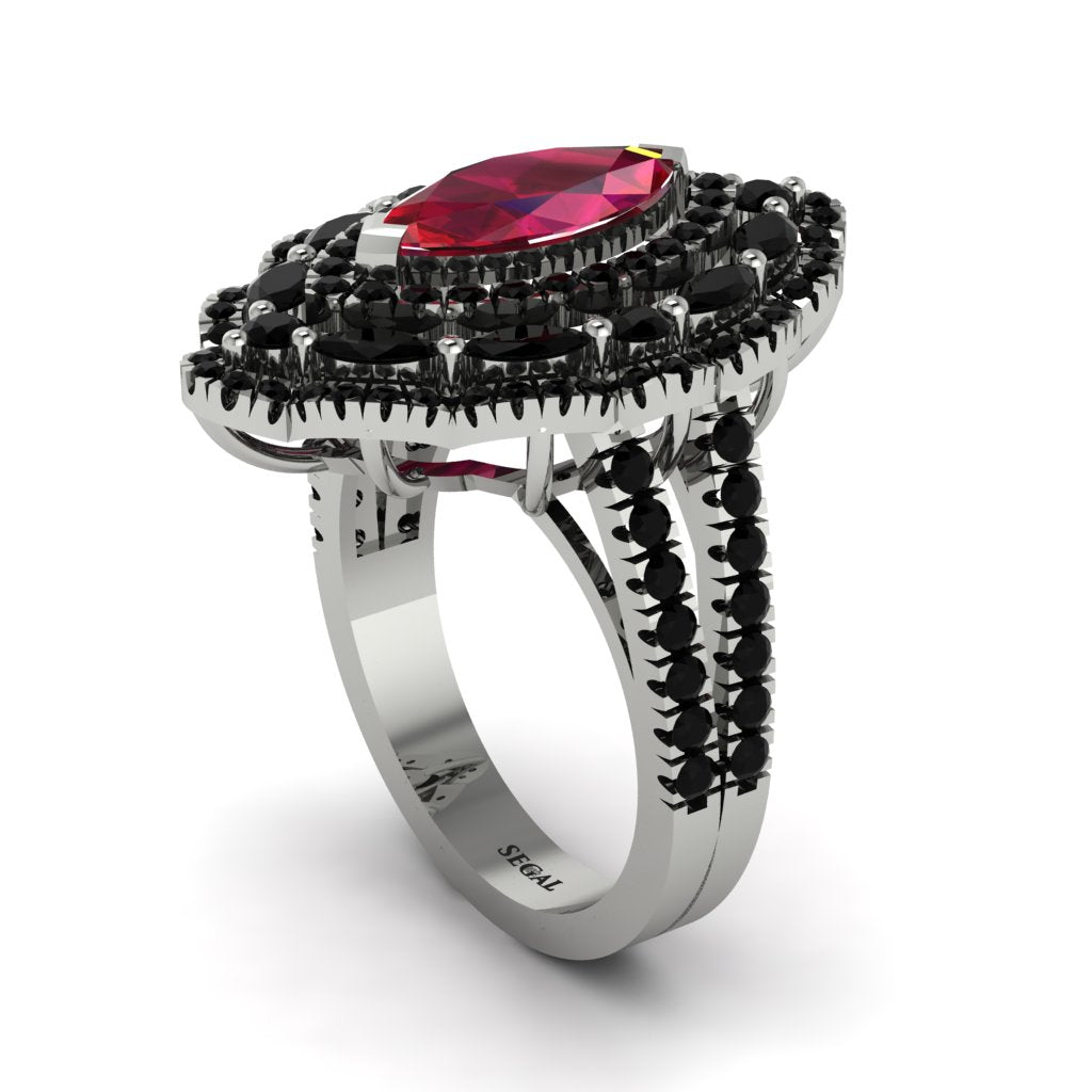 Ruby Three Layer Halo Marquise Ring - Destiny No. 42