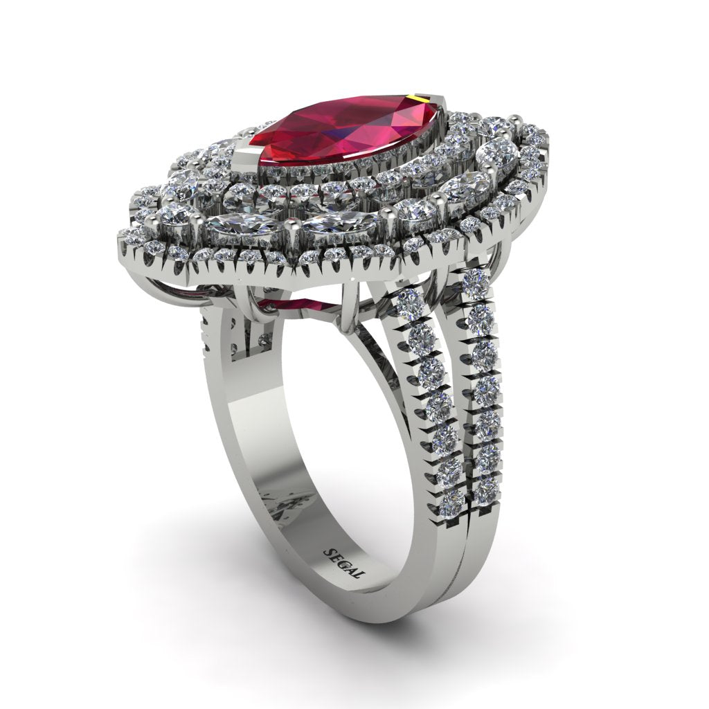 Ruby Three Layer Halo Marquise Ring - Destiny No. 12