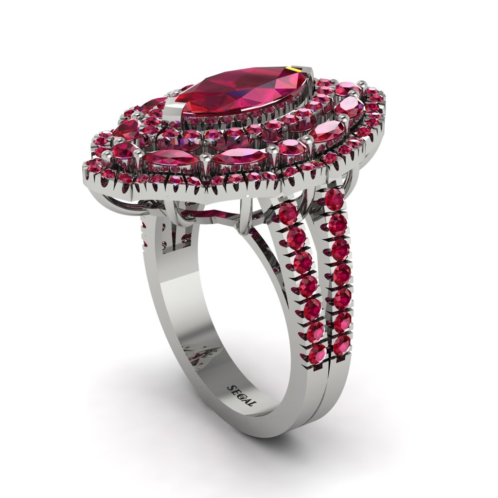 Ruby Three Layer Halo Marquise Ring - Destiny No. 57