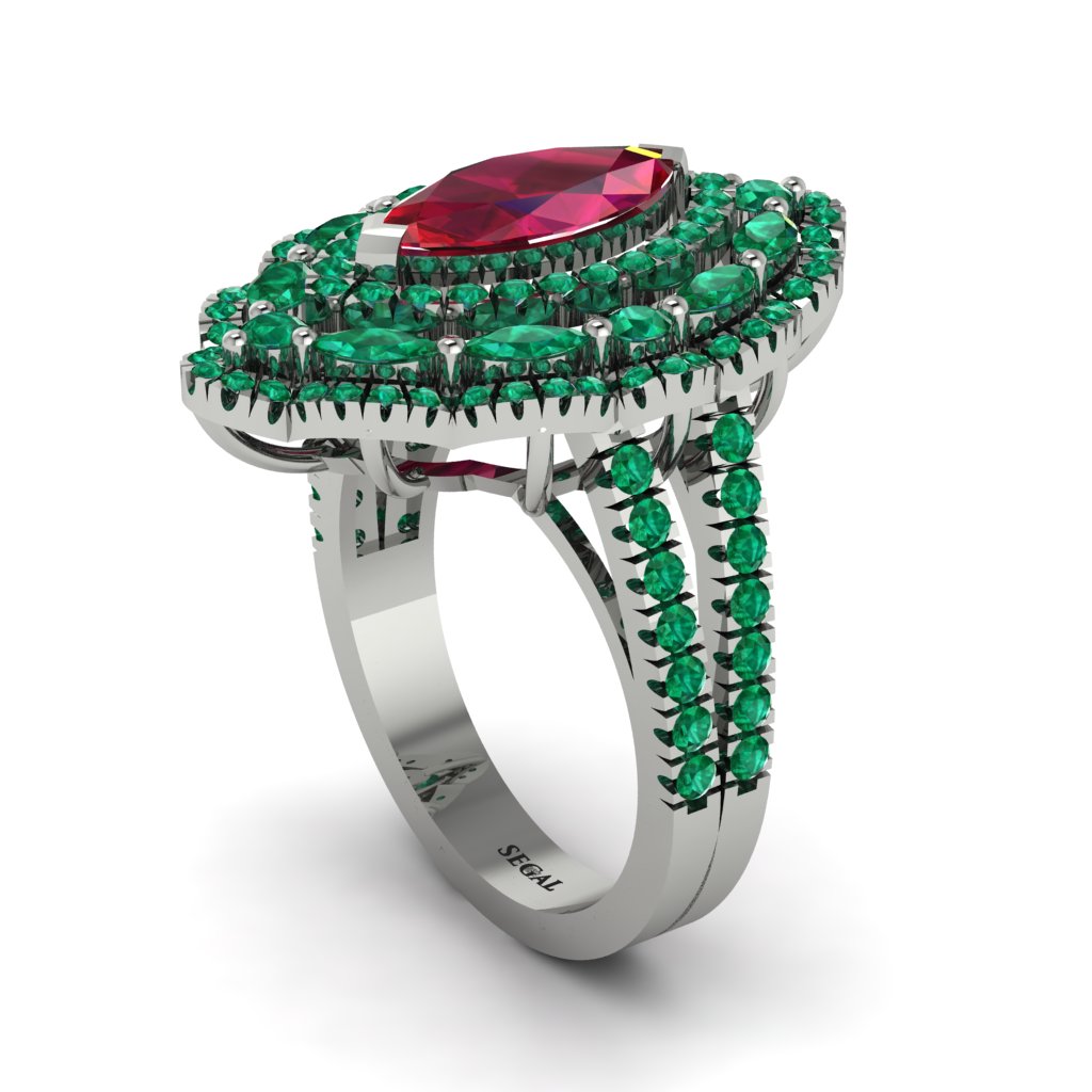 Ruby Three Layer Halo Marquise Ring - Destiny No. 27