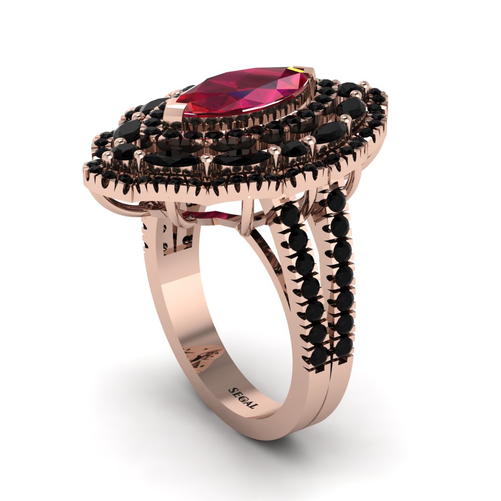Ruby Three Layer Halo Marquise Ring - Destiny No. 41