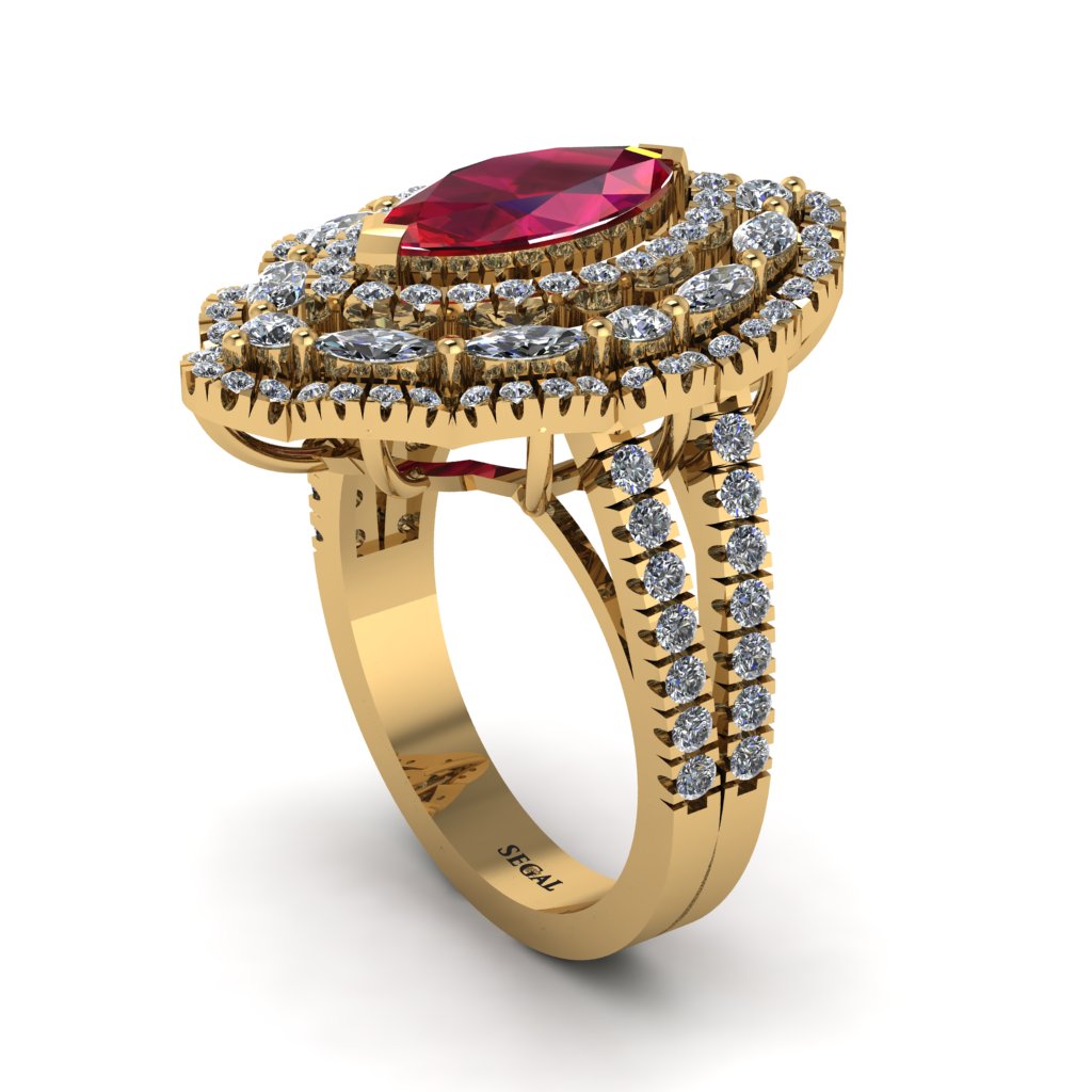 Ruby Three Layer Halo Marquise Ring - Destiny No. 10