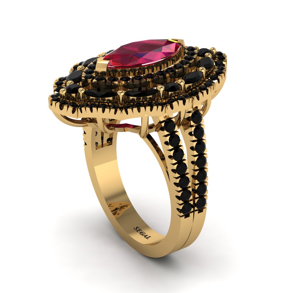Ruby Three Layer Halo Marquise Ring - Destiny No. 40