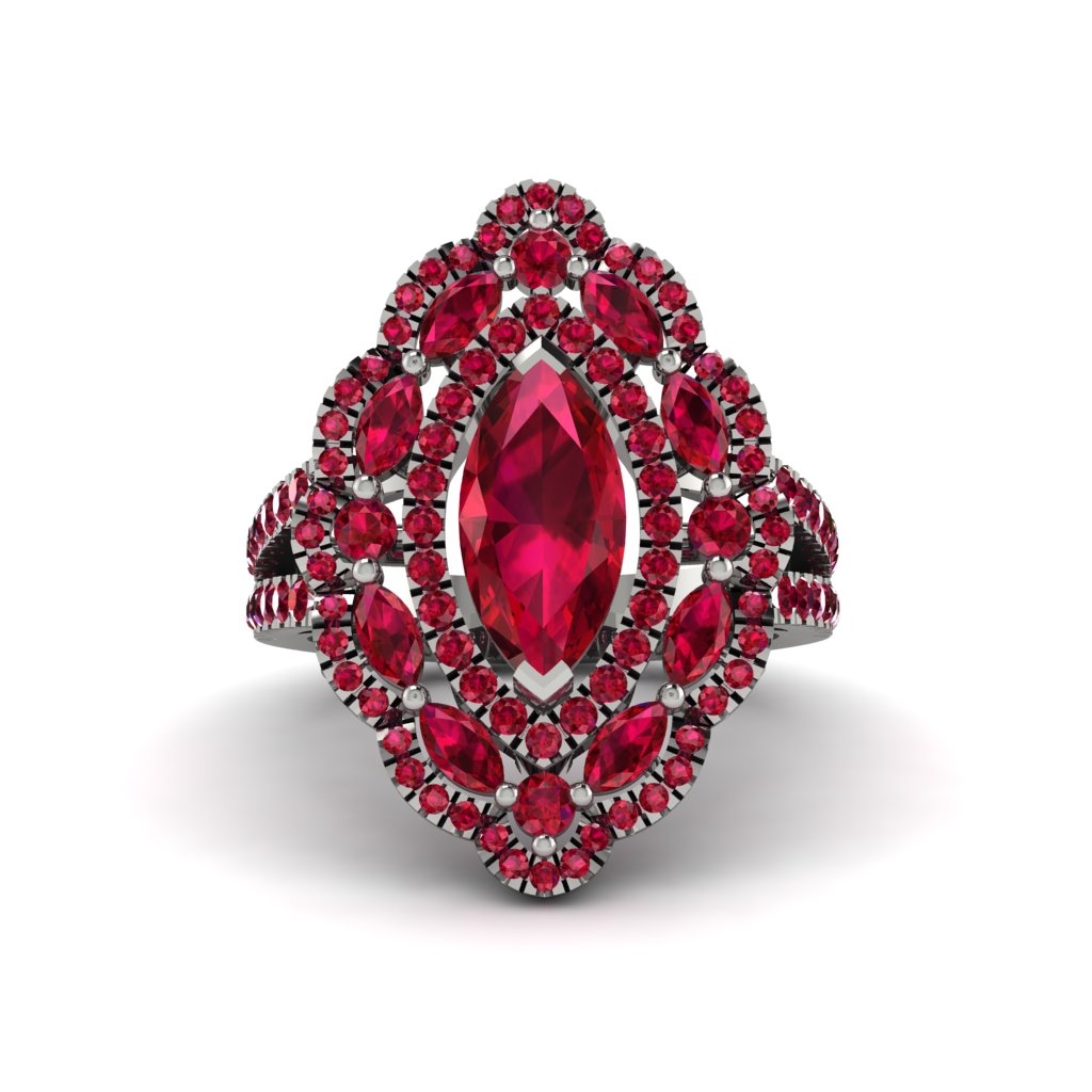 Ruby Three Layer Halo Marquise Ring - Destiny No. 57
