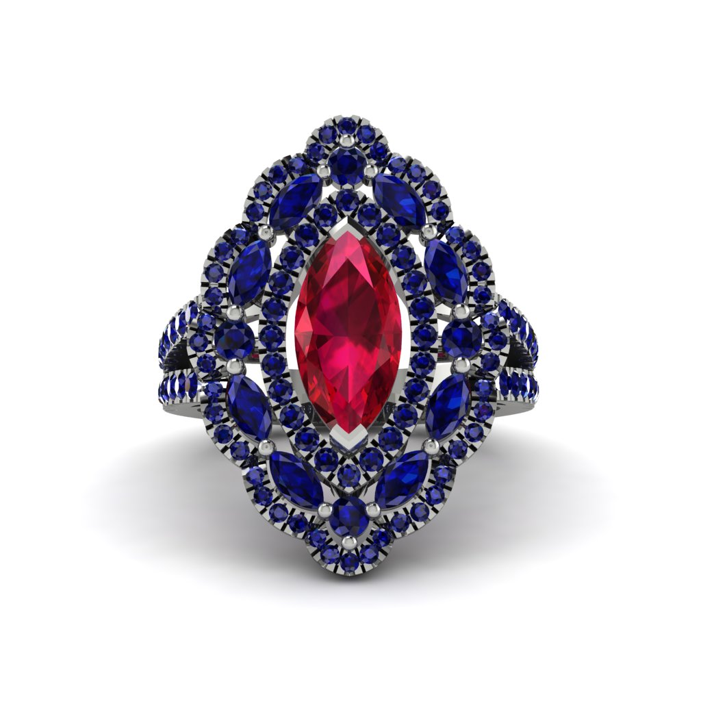 Ruby Three Layer Halo Marquise Ring - Destiny No. 72