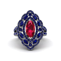 Ruby Three Layer Halo Marquise Ring - Destiny No. 72 image 1