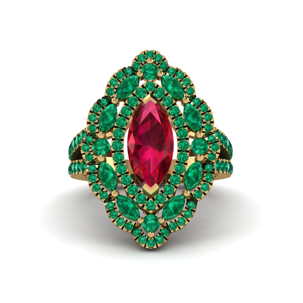 Ruby Three Layer Halo Marquise Ring - Destiny No. 25