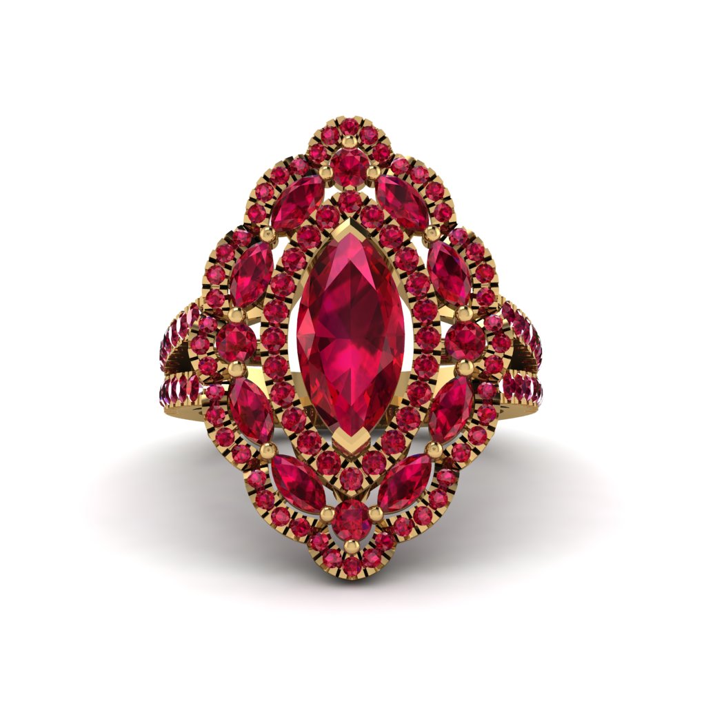 Ruby Three Layer Halo Marquise Ring - Destiny No. 55