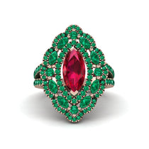 Ruby Three Layer Halo Marquise Ring - Destiny No. 26 image 1