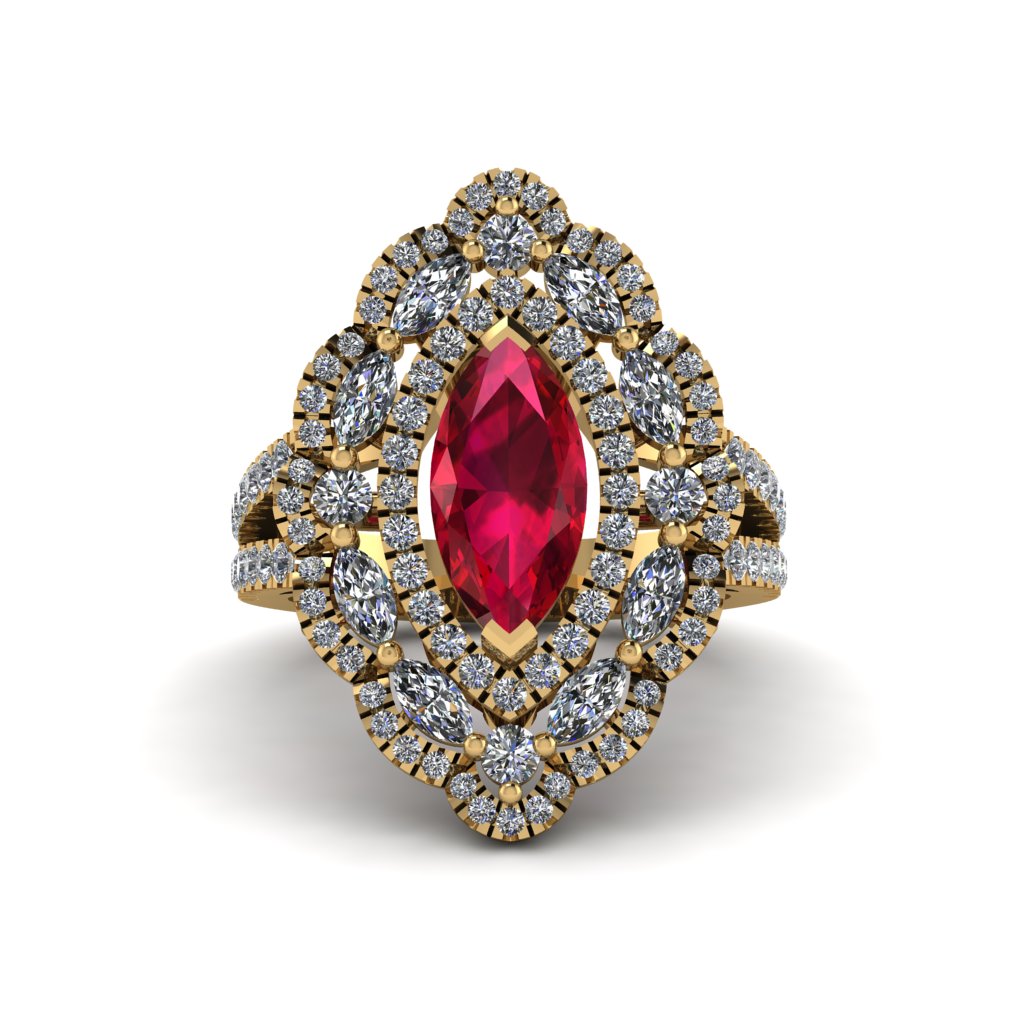 Ruby Three Layer Halo Marquise Ring - Destiny No. 10