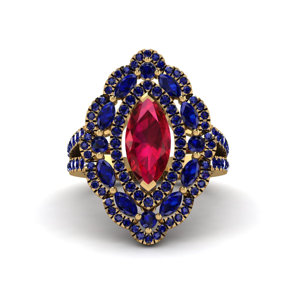 Ruby Three Layer Halo Marquise Ring - Destiny No. 70