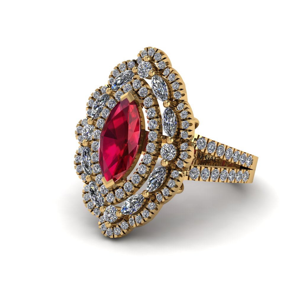 Ruby Three Layer Halo Marquise Ring - Destiny No. 10