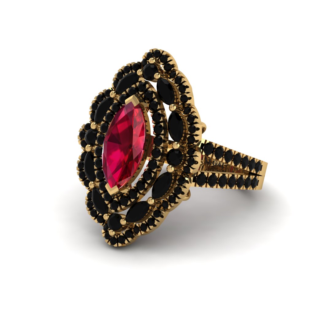 Ruby Three Layer Halo Marquise Ring - Destiny No. 40