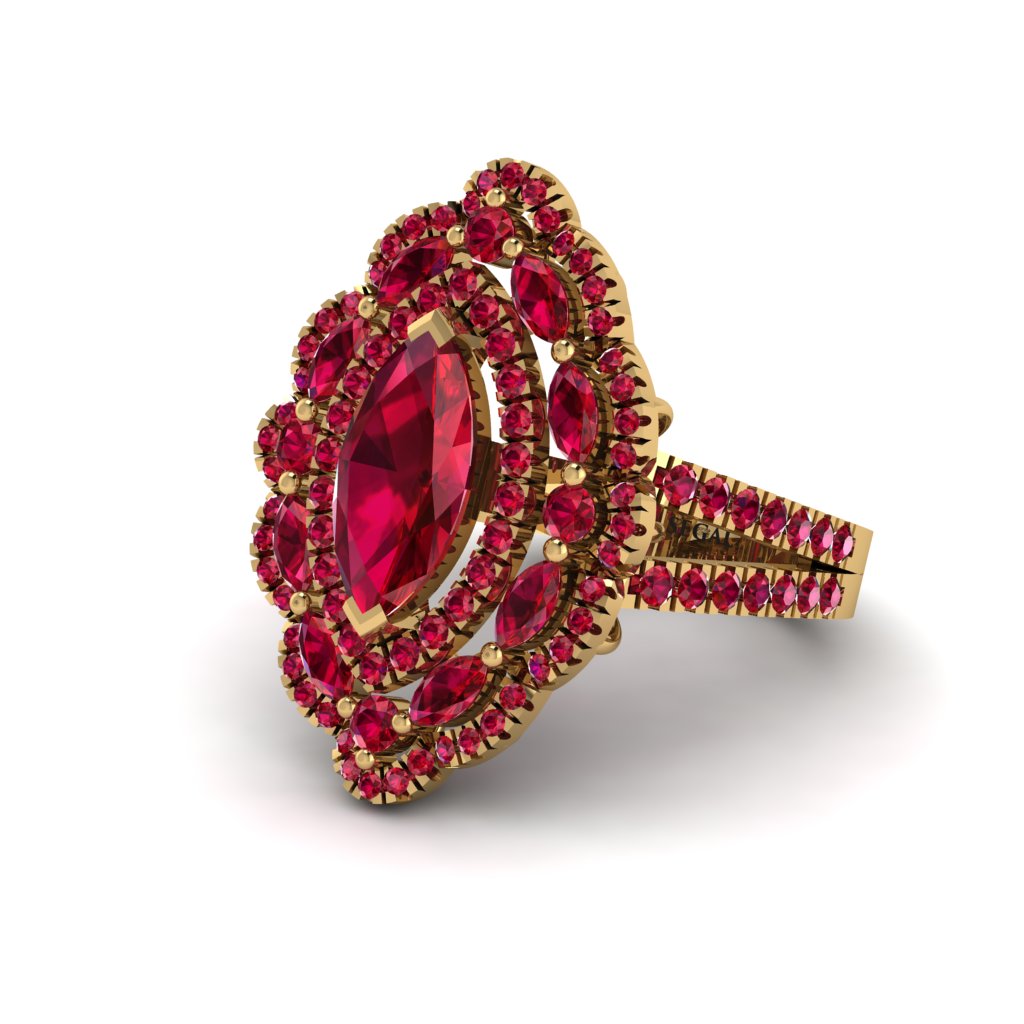 Ruby Three Layer Halo Marquise Ring - Destiny No. 55
