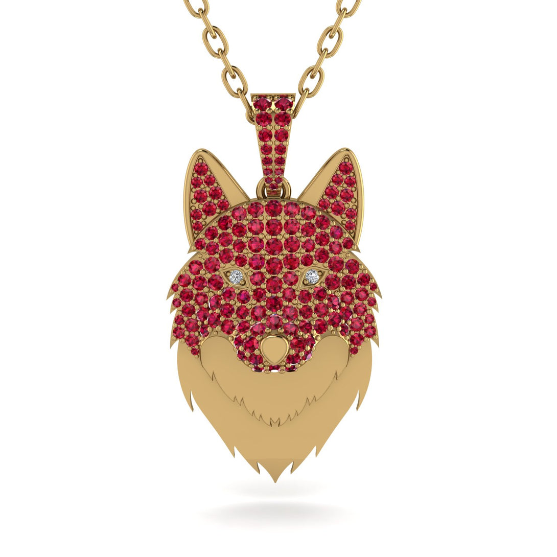 Ruby Wolf Spirit Pendant - Gabriel No. 46