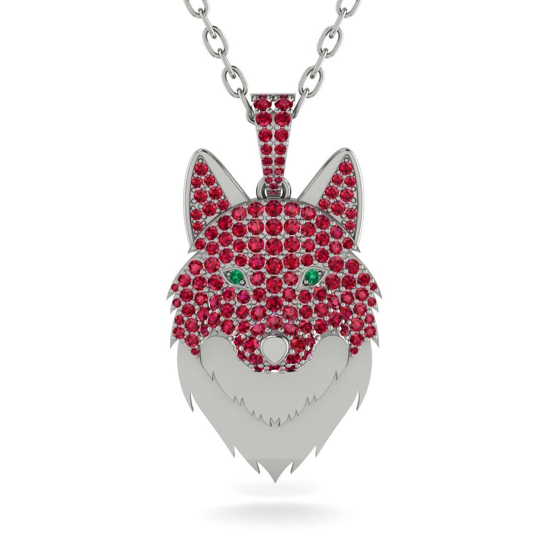 Ruby Wolf Spirit Pendant - Gabriel No. 51