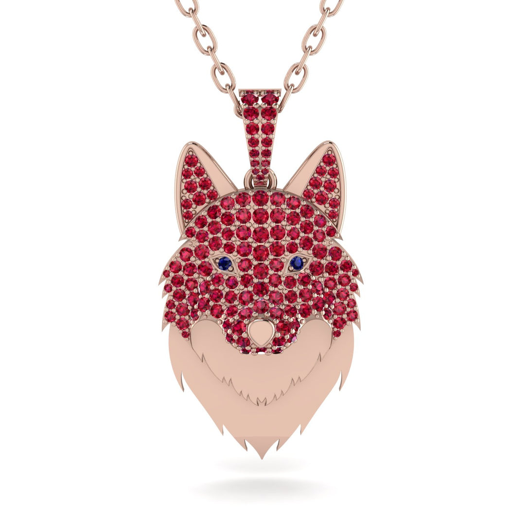 Ruby Wolf Spirit Pendant - Gabriel No. 59