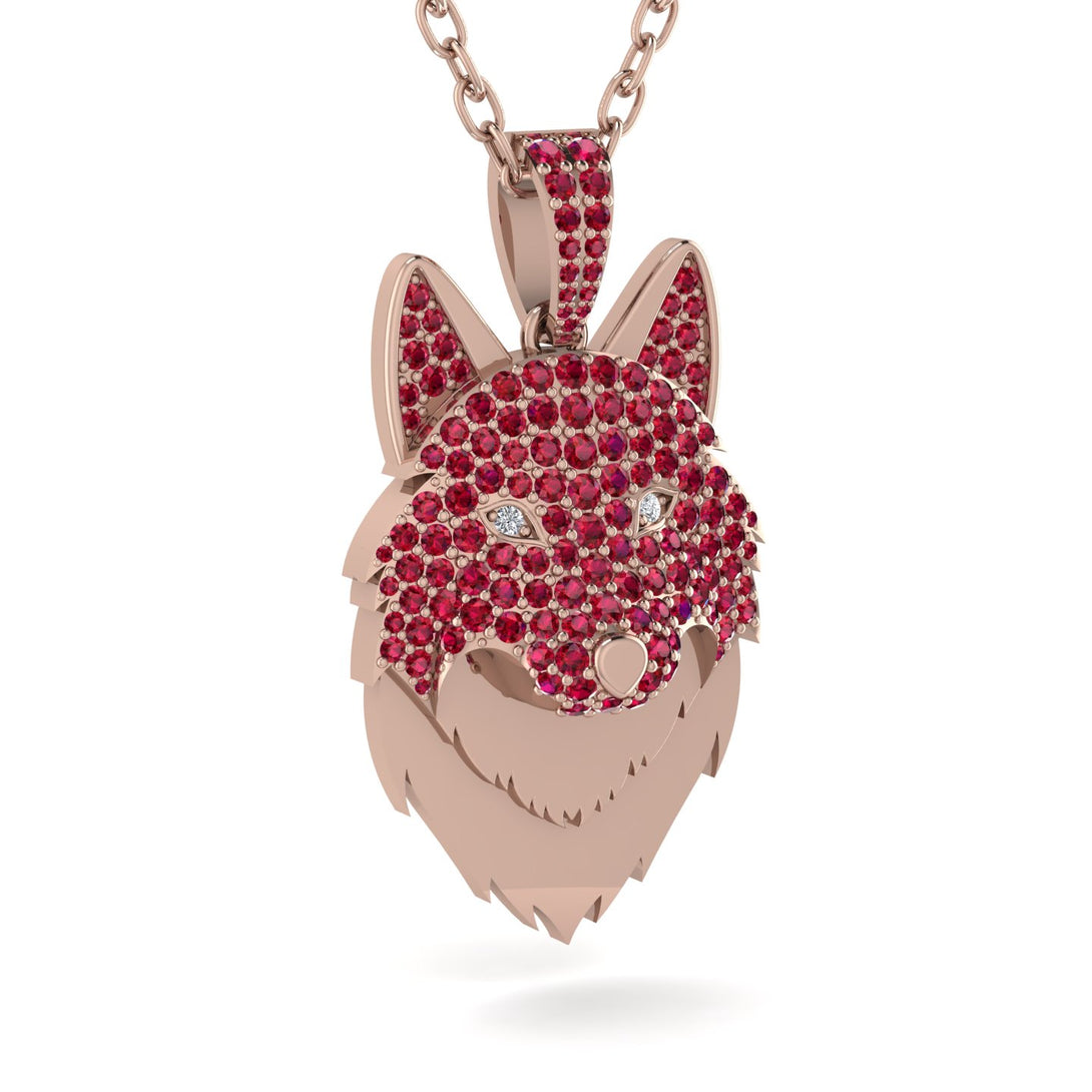 Ruby Wolf Spirit Pendant - Gabriel No. 47