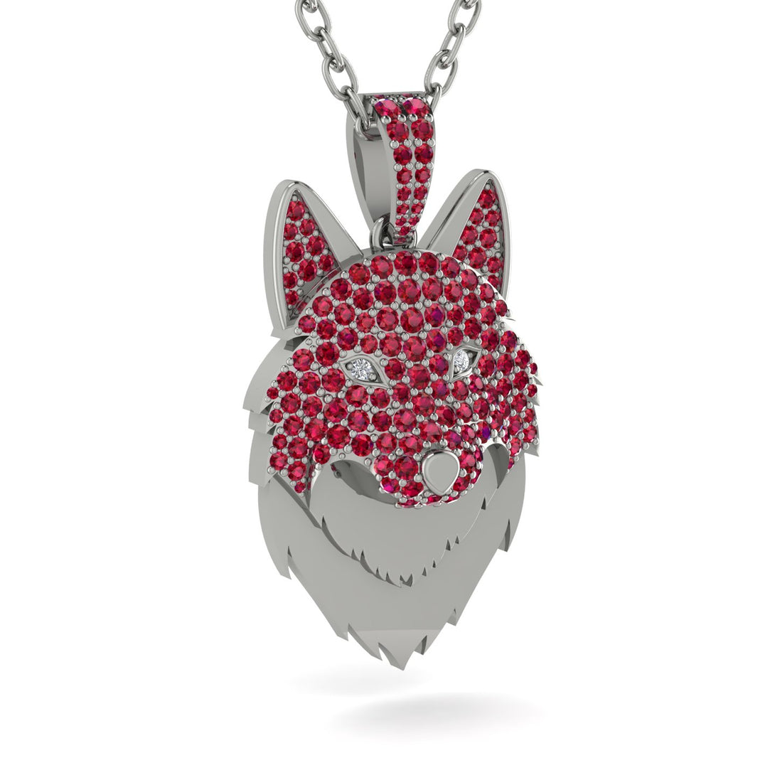 Ruby Wolf Spirit Pendant - Gabriel No. 48