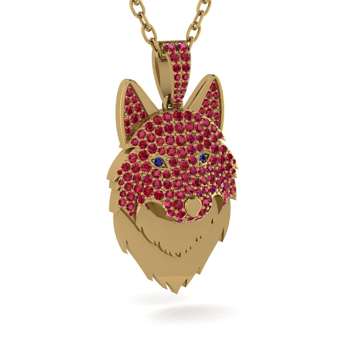 Ruby Wolf Spirit Pendant - Gabriel No. 58