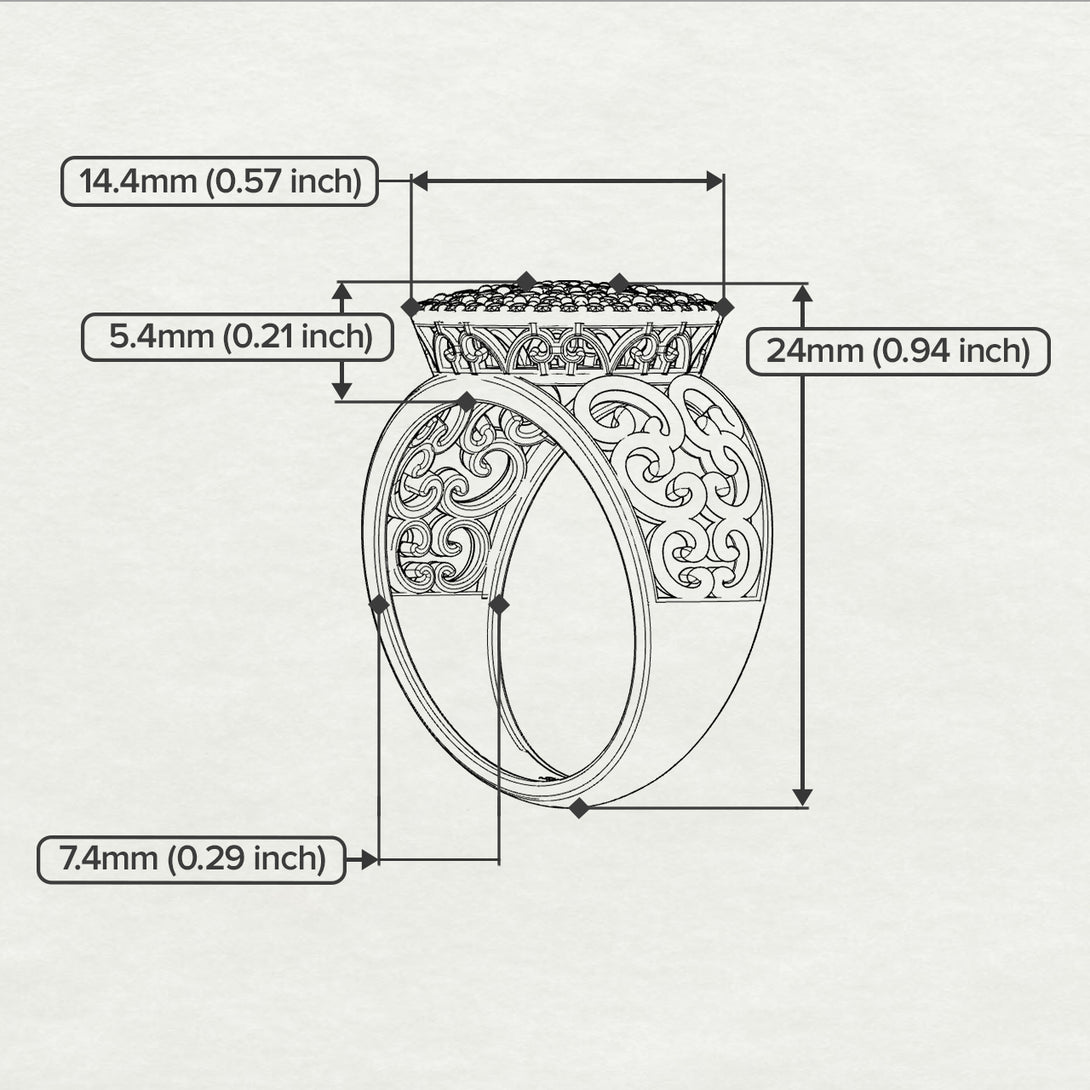 Sapphire Signet Filigree Pave Engagement Ring - Rylie No. 13