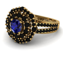 Sapphire Double Halo Gold Engagement Ring - Danielle No. 43 image 1