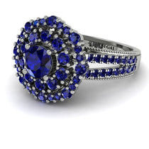 Sapphire Double Halo Gold Engagement Ring - Danielle No. 75 image 1