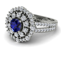 Sapphire Double Halo Gold Engagement Ring - Danielle No. 15 image 1