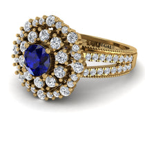 Sapphire Double Halo Gold Engagement Ring - Danielle No. 13 image 1