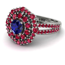 Sapphire Double Halo Gold Engagement Ring - Danielle No. 60 image 1