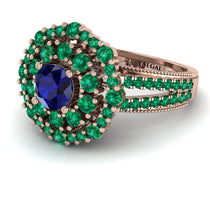 Sapphire Double Halo Gold Engagement Ring - Danielle No. 29 image 1