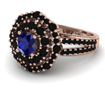 Sapphire Double Halo Gold Engagement Ring - Danielle No. 44 image 1