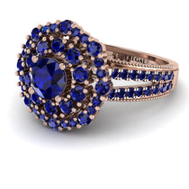 Sapphire Double Halo Gold Engagement Ring - Danielle No. 74 image 1