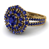 Sapphire Double Halo Gold Engagement Ring - Danielle No. 73 image 1