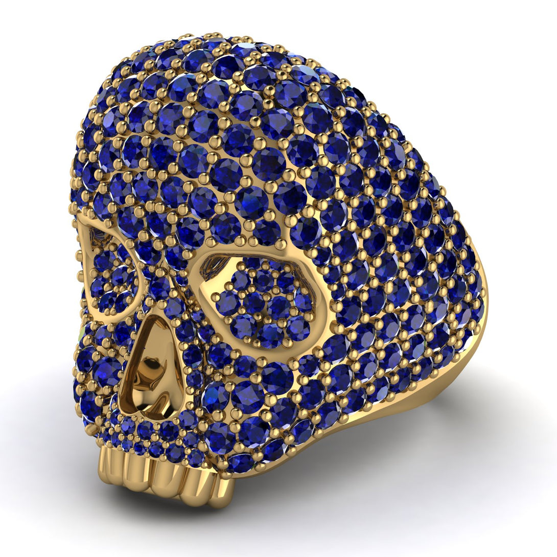 Sapphire-Encrusted Skull Men's Fashion Ring - Jules No. 13