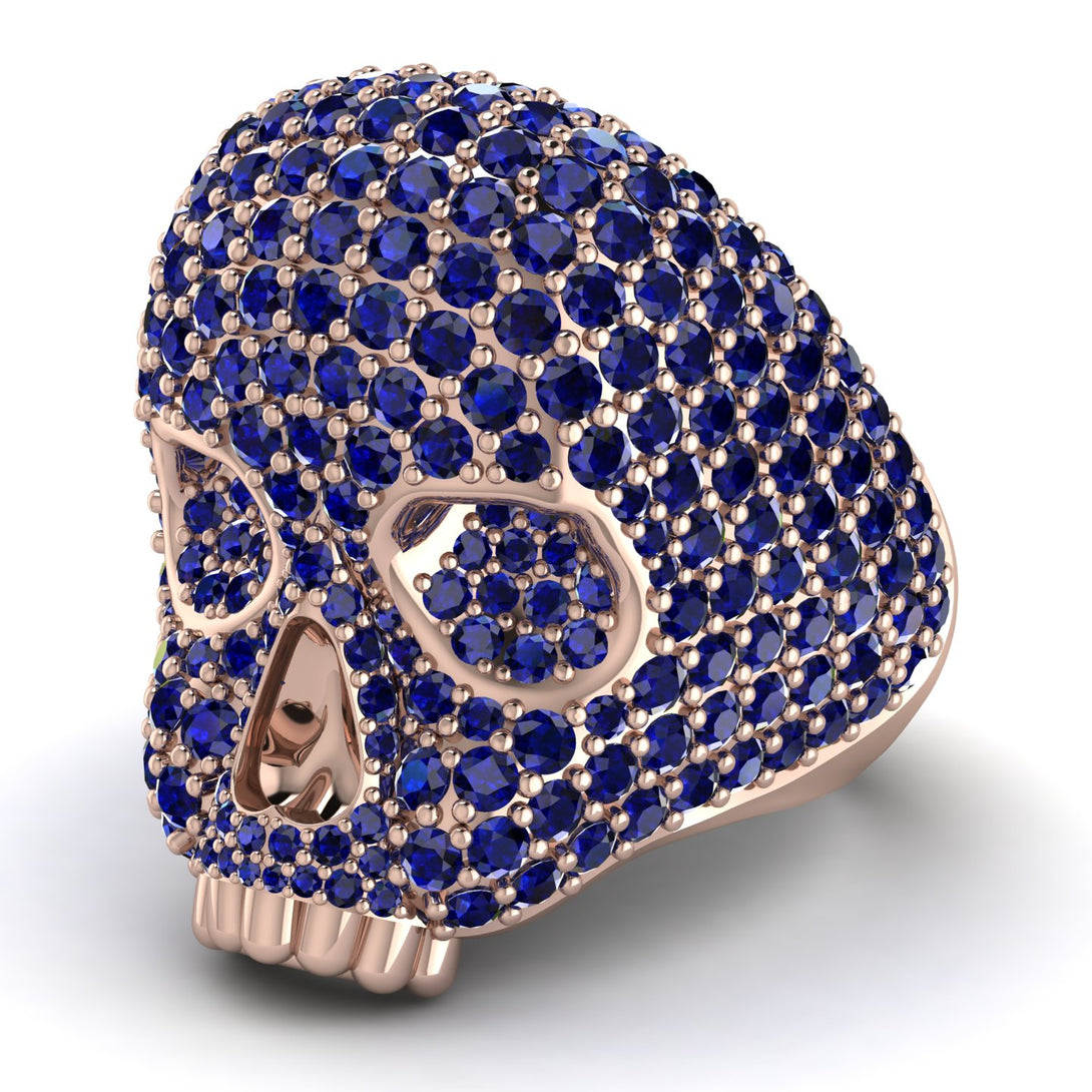 Sapphire-Encrusted Skull Men's Fashion Ring - Jules No. 14