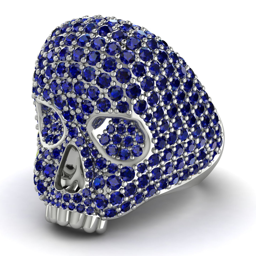 Sapphire-Encrusted Skull Men's Fashion Ring - Jules No. 15