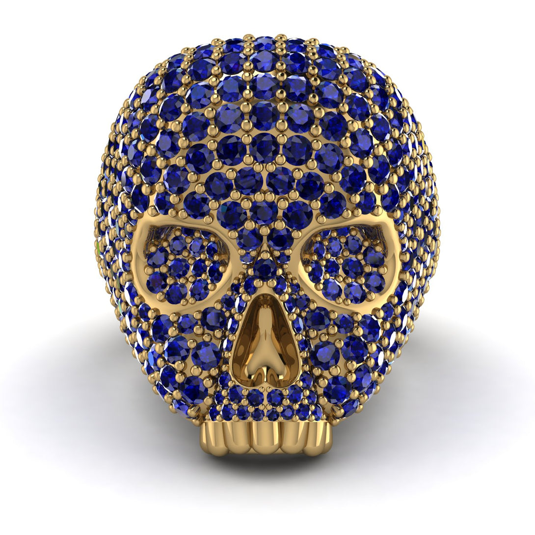 Sapphire-Encrusted Skull Men's Fashion Ring - Jules No. 13