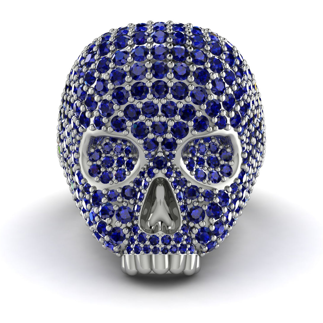 Sapphire-Encrusted Skull Men's Fashion Ring - Jules No. 15